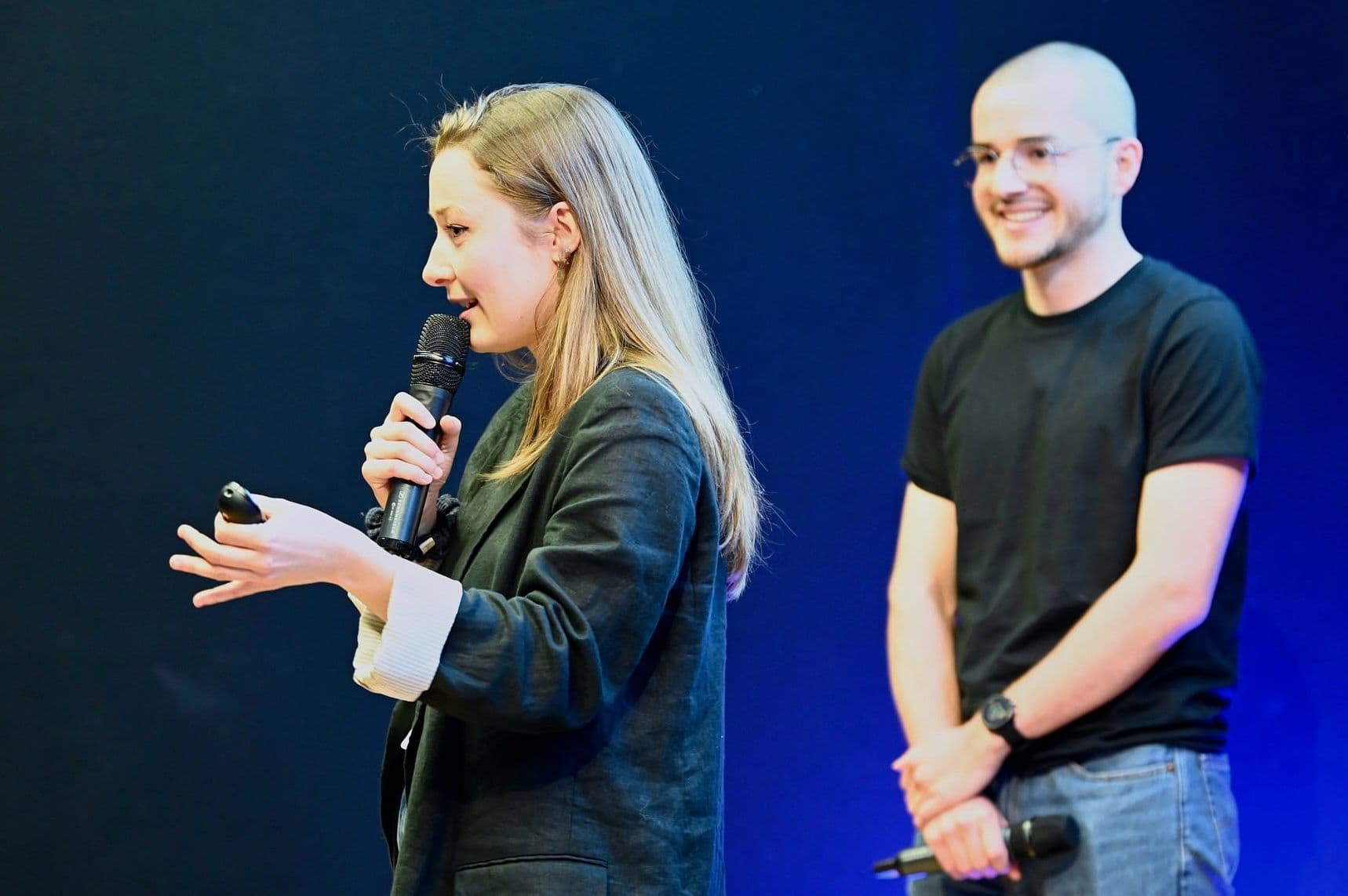 Nathan during a product pitch